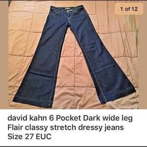 David Kahn Navy Flared Wide Leg Jeans